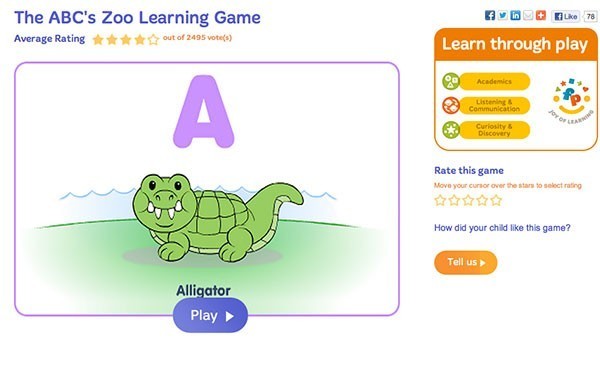 The ABC’s Zoo Learning Game: