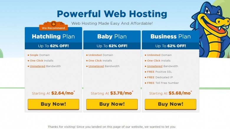 3. HostGator web hosting
