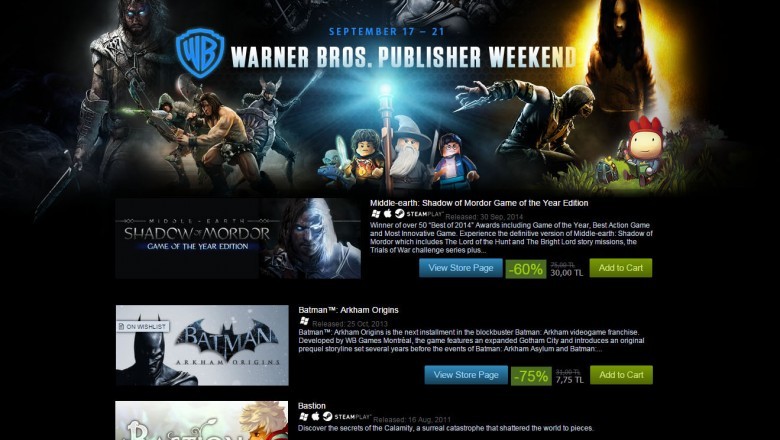 Steam, Warner Bros. İndirimleri Başladı !