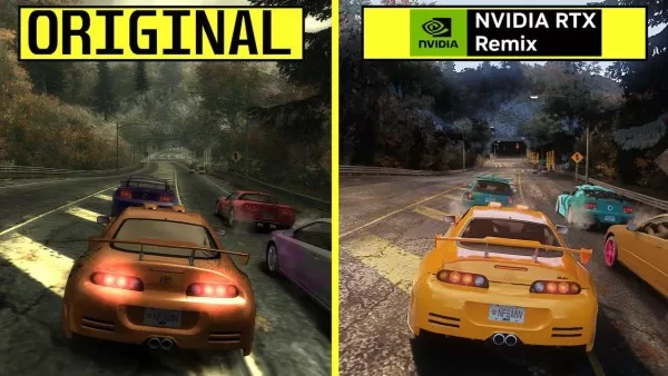 Bir hayran, Need for Speed: Most Wanted’in orijinalini RTX Remix ışın izleme moduyla karşılaştırdı.