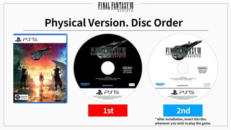 Final Fantasy 7 Rebirth'in Yüklenmesi Sırasında Disk Seçimi Sırası (Japonya ve Asya)