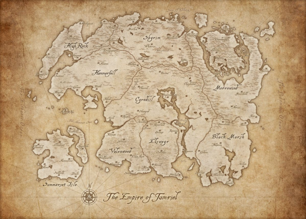 The Elder Scrolls dünyasının Tamriel haritasını ahşap üzerine oluşturan bir hayran